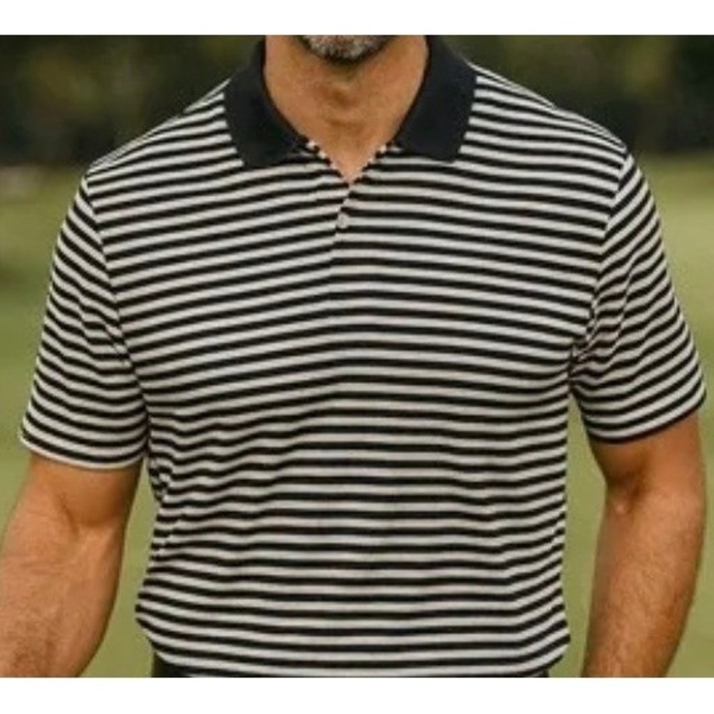 Bobby Jones Striped Polo Preppy Shirt Golf Athleisure Short Sleeve SZ L
